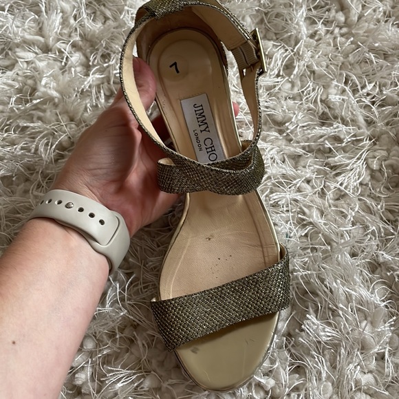 Jimmy Choo Gold Chiara Strap Sandals - Picture 6 of 9